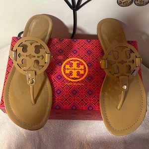 New Tory Burch Miller Patent Calf Sandals